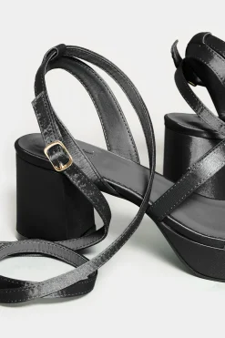 M&Co Limited Collection Limited Collection Black Satin Strappy Platform Heels In Wide E Fit & Extra Wide Eee Fit><noscript><img width=