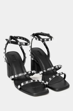 M&Co Limited Collection Limited Collection Black Strappy Studded Sandals In E Wide Fit & Eee Extra Wide Fit>Women Heels