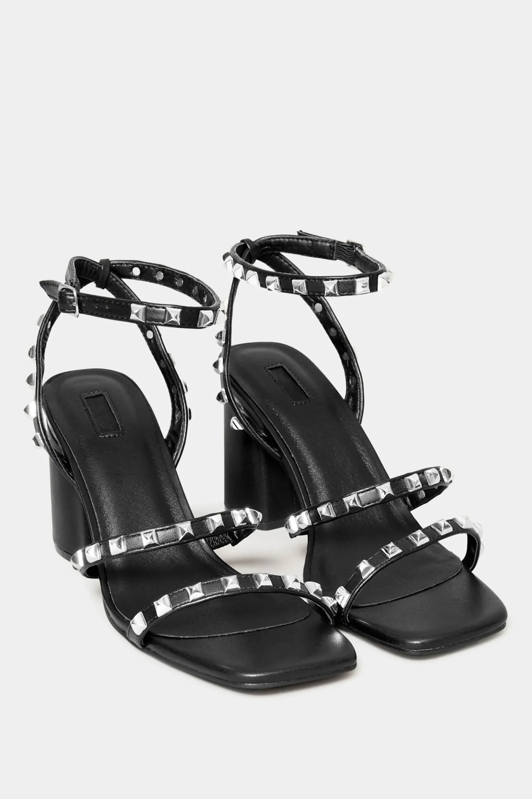 M&Co Limited Collection Limited Collection Black Strappy Studded Sandals In E Wide Fit & Eee Extra Wide Fit>Women Heels