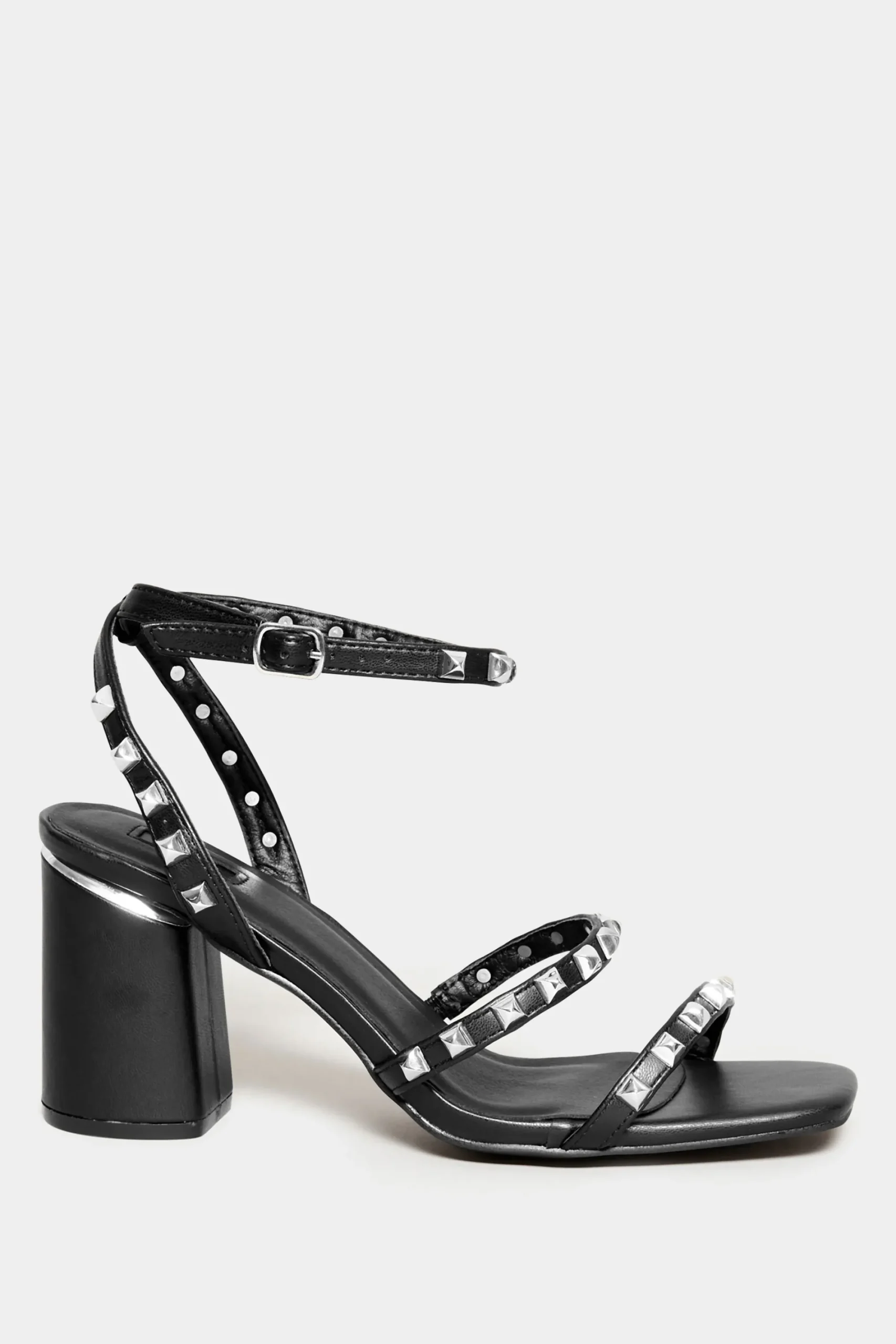 M&Co Limited Collection Limited Collection Black Strappy Studded Sandals In E Wide Fit & Eee Extra Wide Fit>Women Heels