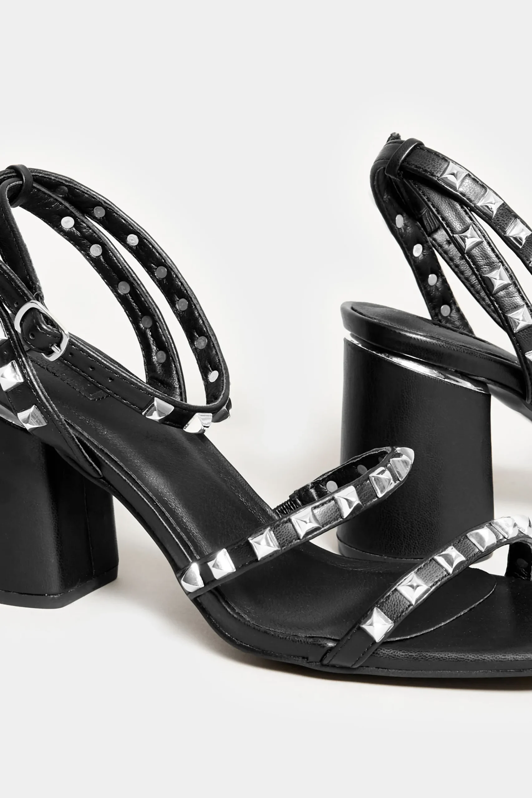M&Co Limited Collection Limited Collection Black Strappy Studded Sandals In E Wide Fit & Eee Extra Wide Fit>Women Heels