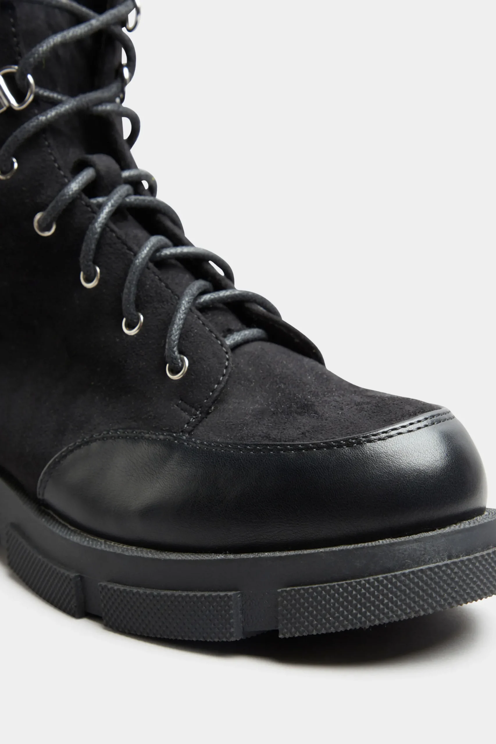 M&Co Limited Collection Limited Collection Black Faux Suede & Leather Lace Up Boots In Wide E Fit>Women Boots