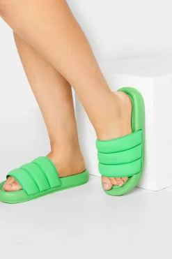 M&Co Limited Collection Limited Collection Green Padded Sliders In Wide E Fit>Women Mules & Sliders