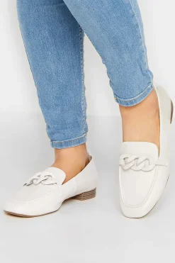 M&Co Limited Collection Limited Collection Ivory White Chain Loafers In Wide E Fit>Women Flat Shoes