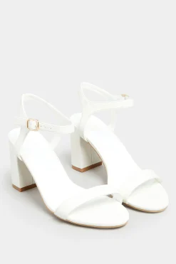 M&Co Limited Collection Limited Collection White Block Heel Sandal In Wide E Fit & Extra Wide Fit>Women Heels