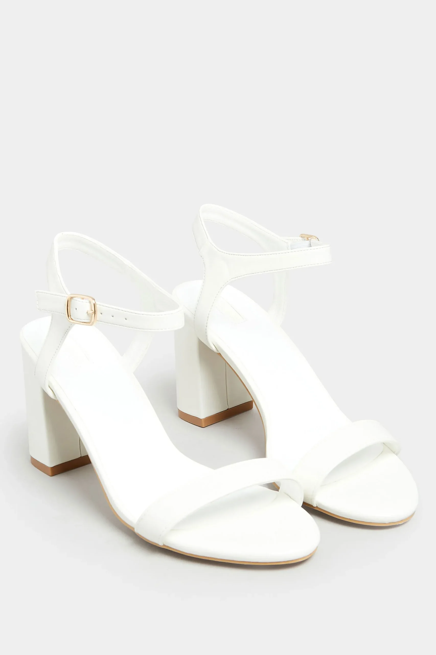 M&Co Limited Collection Limited Collection White Block Heel Sandal In Wide E Fit & Extra Wide Fit>Women Heels