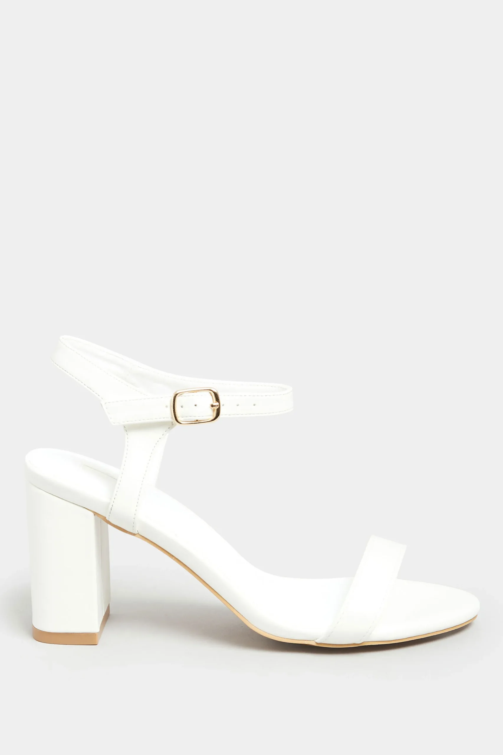 M&Co Limited Collection Limited Collection White Block Heel Sandal In Wide E Fit & Extra Wide Fit>Women Heels