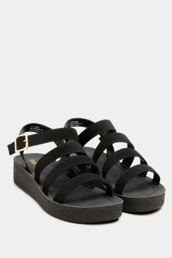M&Co Limited Collection Limited Collection Black Multi Strap Sporty Platform Sandals In Extra Wide Eee Fit>Women Flat Shoes