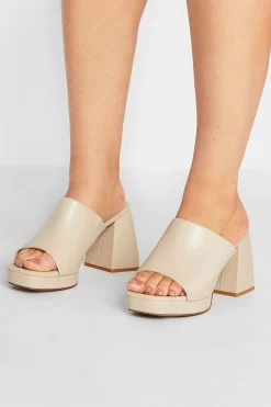 M&Co Limited Collection Limited Collection Cream Platform Block Mule Sandal Heels In Wide E Fit & Extra Wide Eee Fit>Women Heels