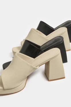 M&Co Limited Collection Limited Collection Cream Platform Block Mule Sandal Heels In Wide E Fit & Extra Wide Eee Fit><noscript><img width=