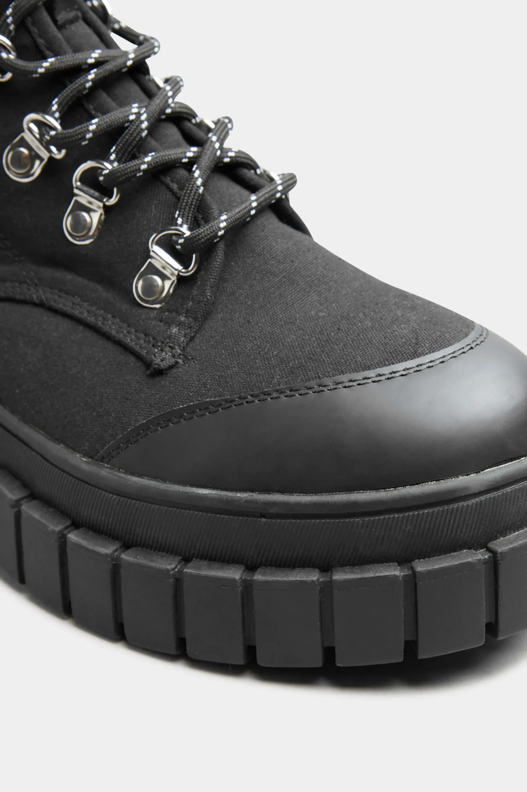 M&Co Limited Collection Limited Collection Black Canvas Chunky Combat Boots In Wide E Fit>Women Boots