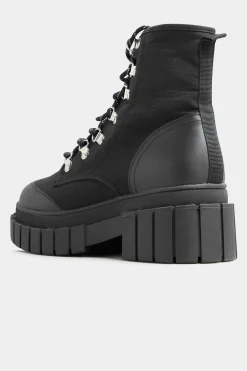 M&Co Limited Collection Limited Collection Black Canvas Chunky Combat Boots In Wide E Fit><noscript><img width=