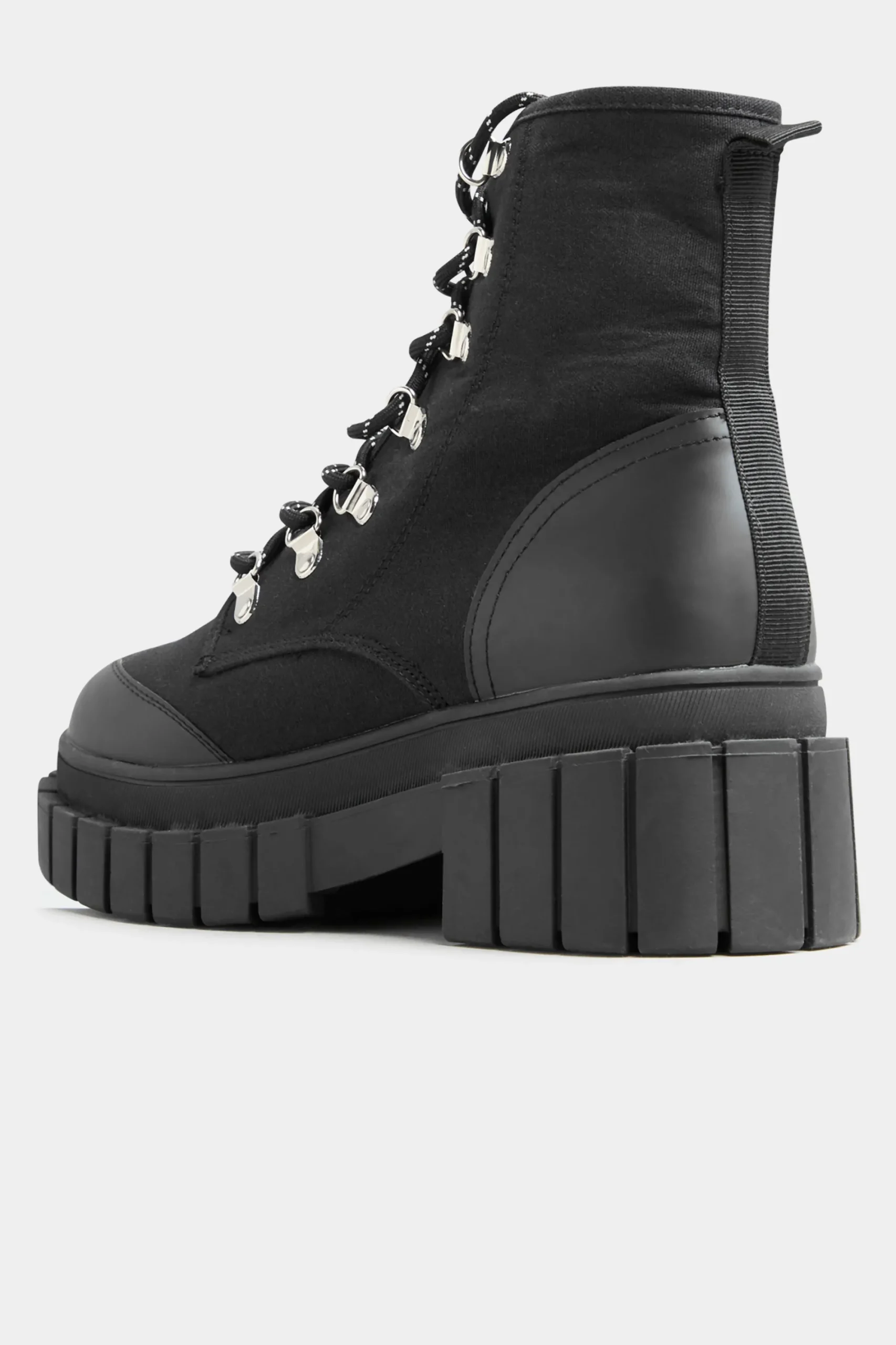 M&Co Limited Collection Limited Collection Black Canvas Chunky Combat Boots In Wide E Fit>Women Boots