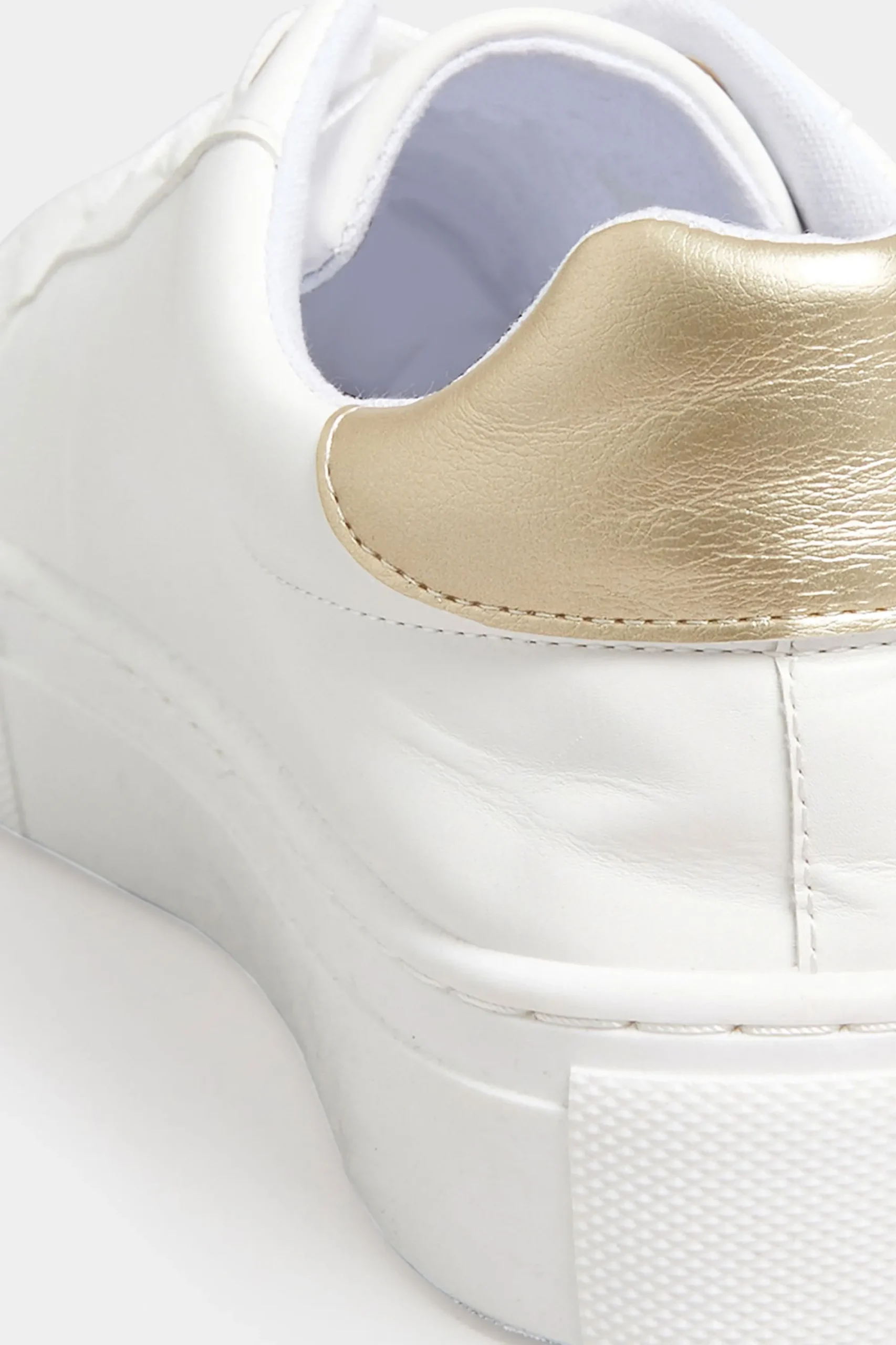 M&Co Limited Collection Limited Collection White & Gold Stripe Trainers In Wide Eee Fit>Women Trainers