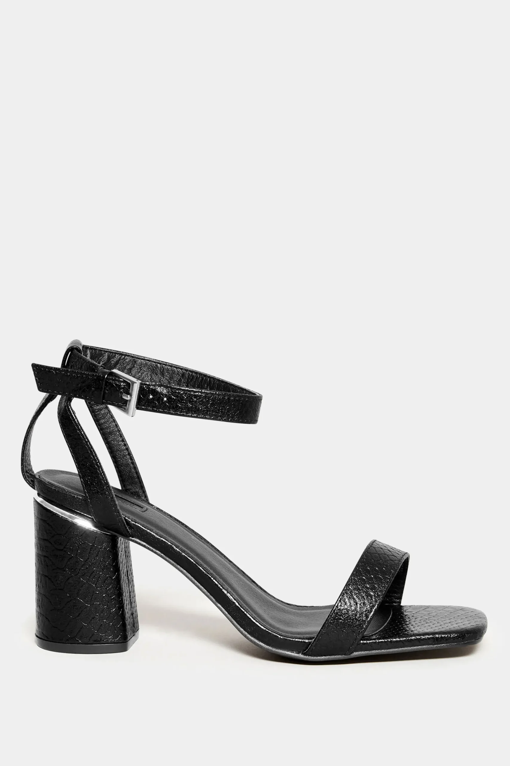 M&Co Limited Collection Limited Collection Black Snake Print 2 Part Block Heel Sandals In Wide E Fit & Extra Wide Eee Fit>Women Heels