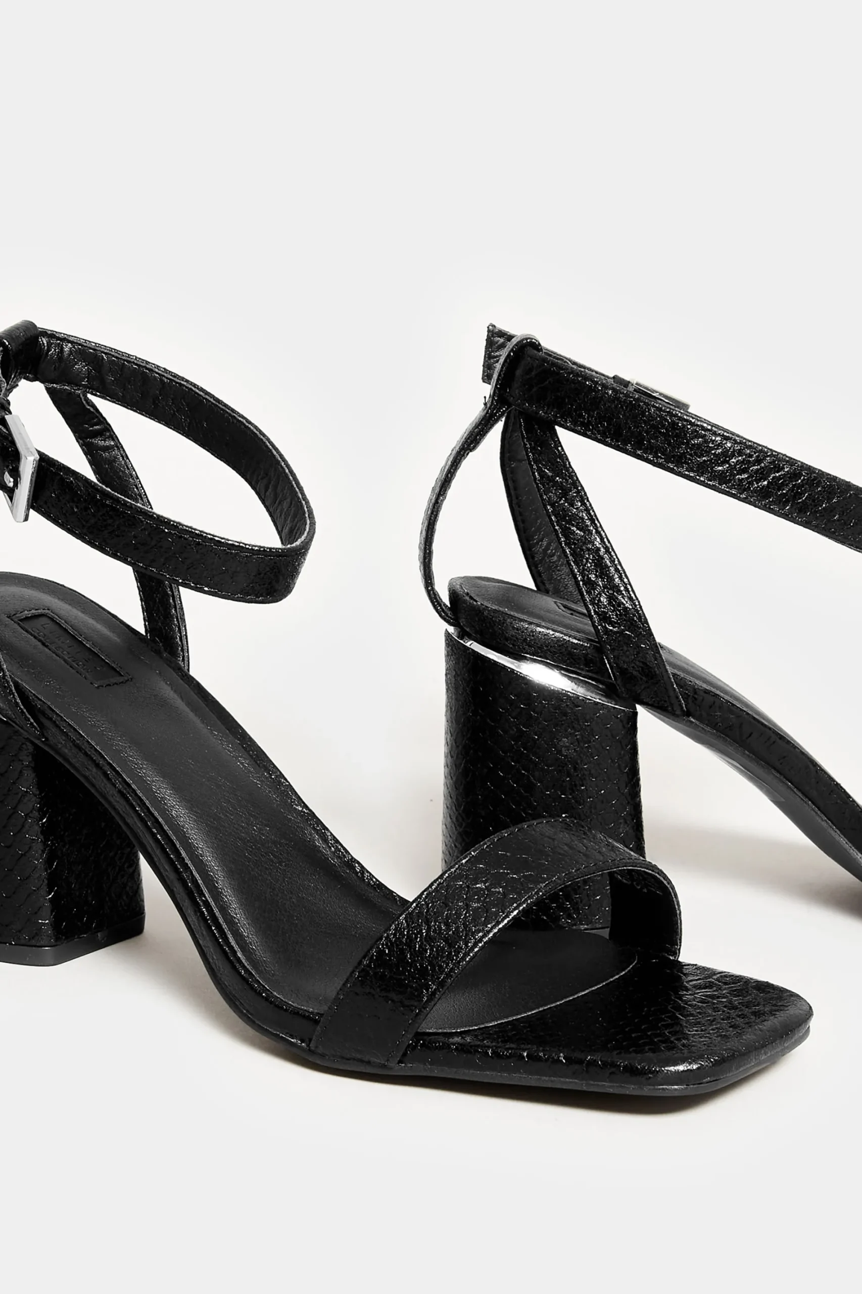 M&Co Limited Collection Limited Collection Black Snake Print 2 Part Block Heel Sandals In Wide E Fit & Extra Wide Eee Fit>Women Heels