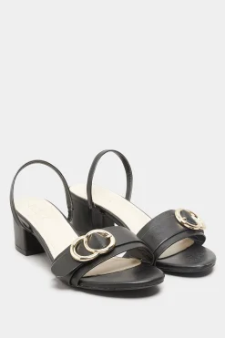 M&Co Limited Collection Limited Collection Black Buckle Block Heeled Sandal In Wide E Fit & Extra Wide Eee Fit>Women Heels