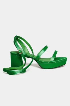 M&Co Limited Collection Limited Collection Green Satin Strappy Platform Heels In Wide E Fit & Extra Wide Eee Fit><noscript><img width=