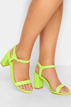 M&Co Limited Collection Limited Collection Lime Green Block Heel Sandal In Wide E Fit & Extra Wide Fit>Women Heels