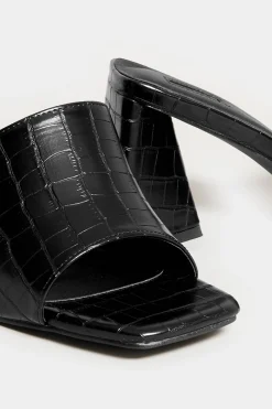 M&Co Limited Collection Limited Collection Black Triangular Heeled Croc Mules In Wide E Fit & Extra Wide Eee Fit><noscript><img width=