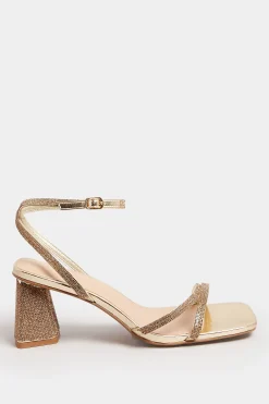 M&Co Limited Collection Limited Collection Gold Diamante Strappy Heel Sandals In Wide E Fit & Extra Wide Eee Fit><noscript><img width=