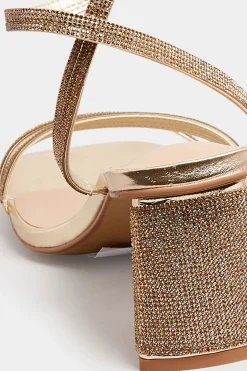 M&Co Limited Collection Limited Collection Gold Diamante Strappy Heel Sandals In Wide E Fit & Extra Wide Eee Fit><noscript><img width=