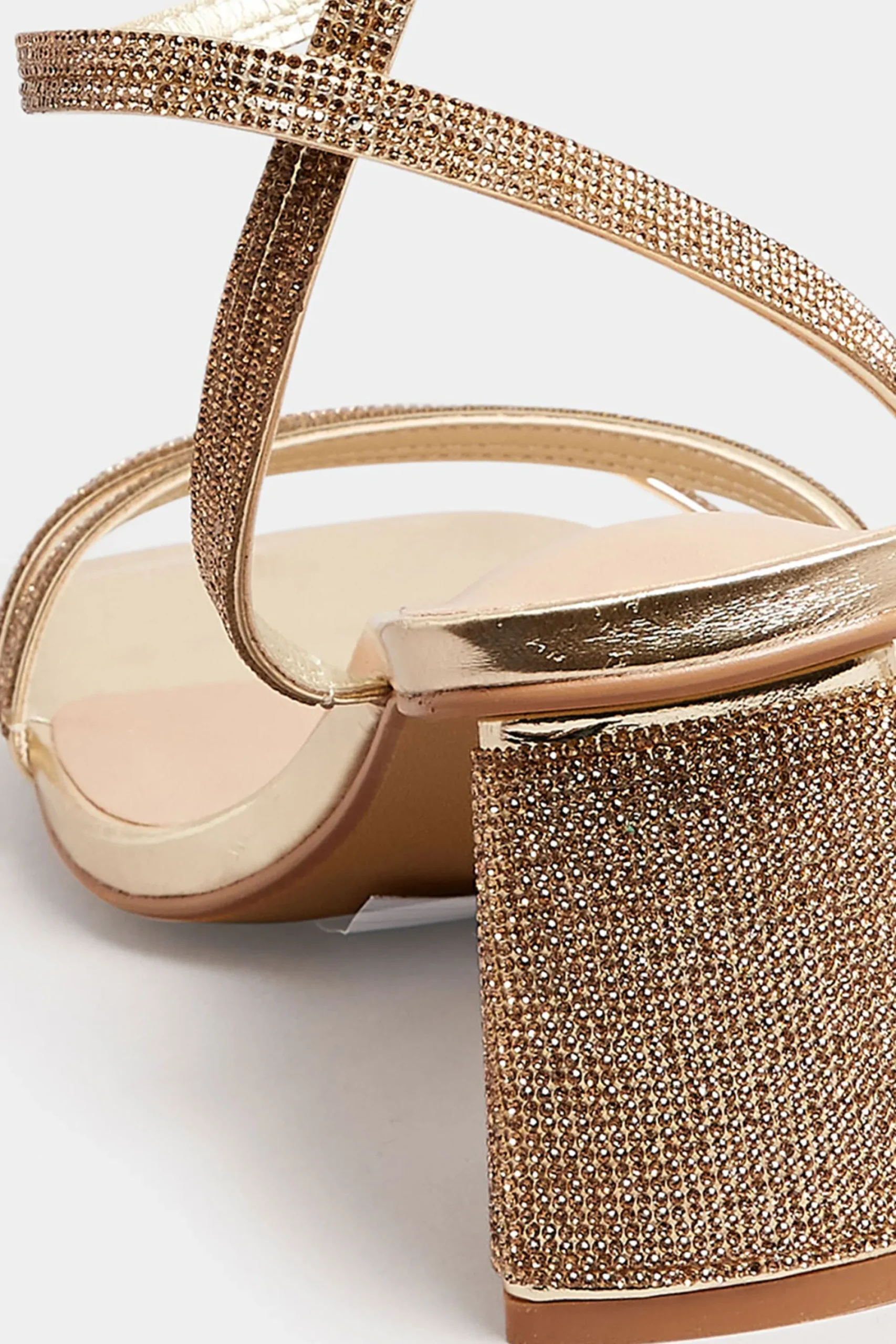 M&Co Limited Collection Limited Collection Gold Diamante Strappy Heel Sandals In Wide E Fit & Extra Wide Eee Fit>Women Heels