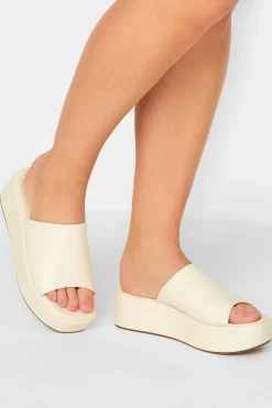 M&Co Limited Collection Limited Collection White Platform Mule Sandals In E Wide Fit & Eee Extra Wide Fit>Women Mules & Sliders