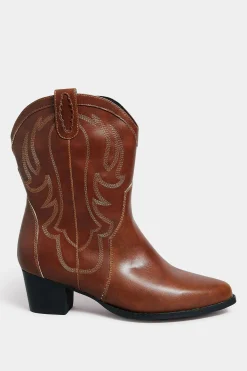 M&Co Limited Collection Limited Collection Brown Cowboy Ankle Boots In Extra Wide Eee Fit><noscript><img width=