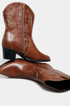 M&Co Limited Collection Limited Collection Brown Cowboy Ankle Boots In Extra Wide Eee Fit><noscript><img width=