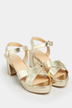 M&Co Limited Collection Limited Collection Gold Metallic Platform Heels In Wide E Fit & Extra Wide Eee Fit>Women Heels