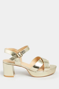M&Co Limited Collection Limited Collection Gold Metallic Platform Heels In Wide E Fit & Extra Wide Eee Fit><noscript><img width=