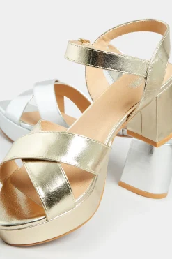 M&Co Limited Collection Limited Collection Gold Metallic Platform Heels In Wide E Fit & Extra Wide Eee Fit><noscript><img width=