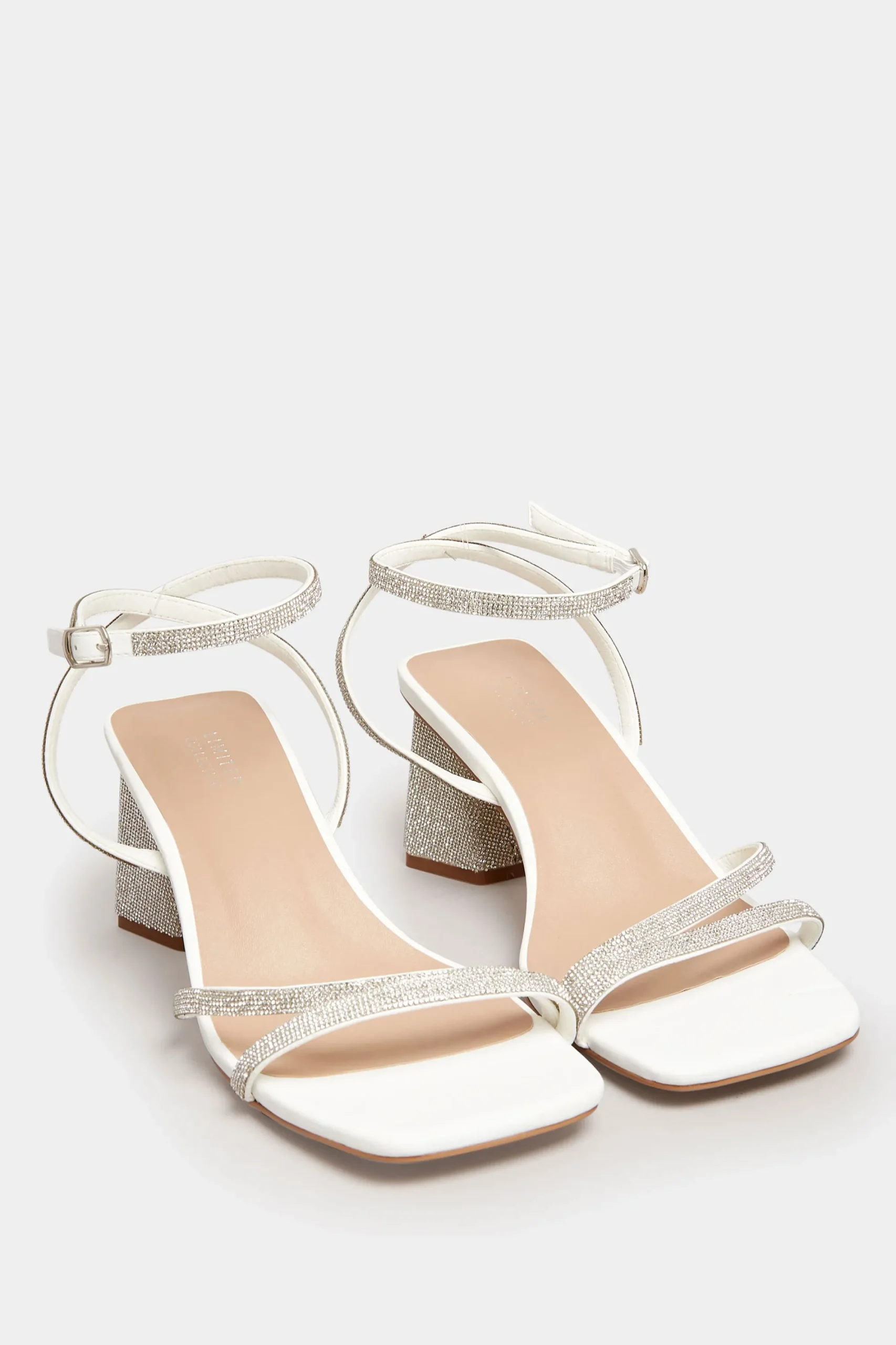 M&Co Limited Collection Limited Collection White Diamante Strappy Heel Sandals In Wide E Fit & Extra Wide Eee Fit>Women Heels