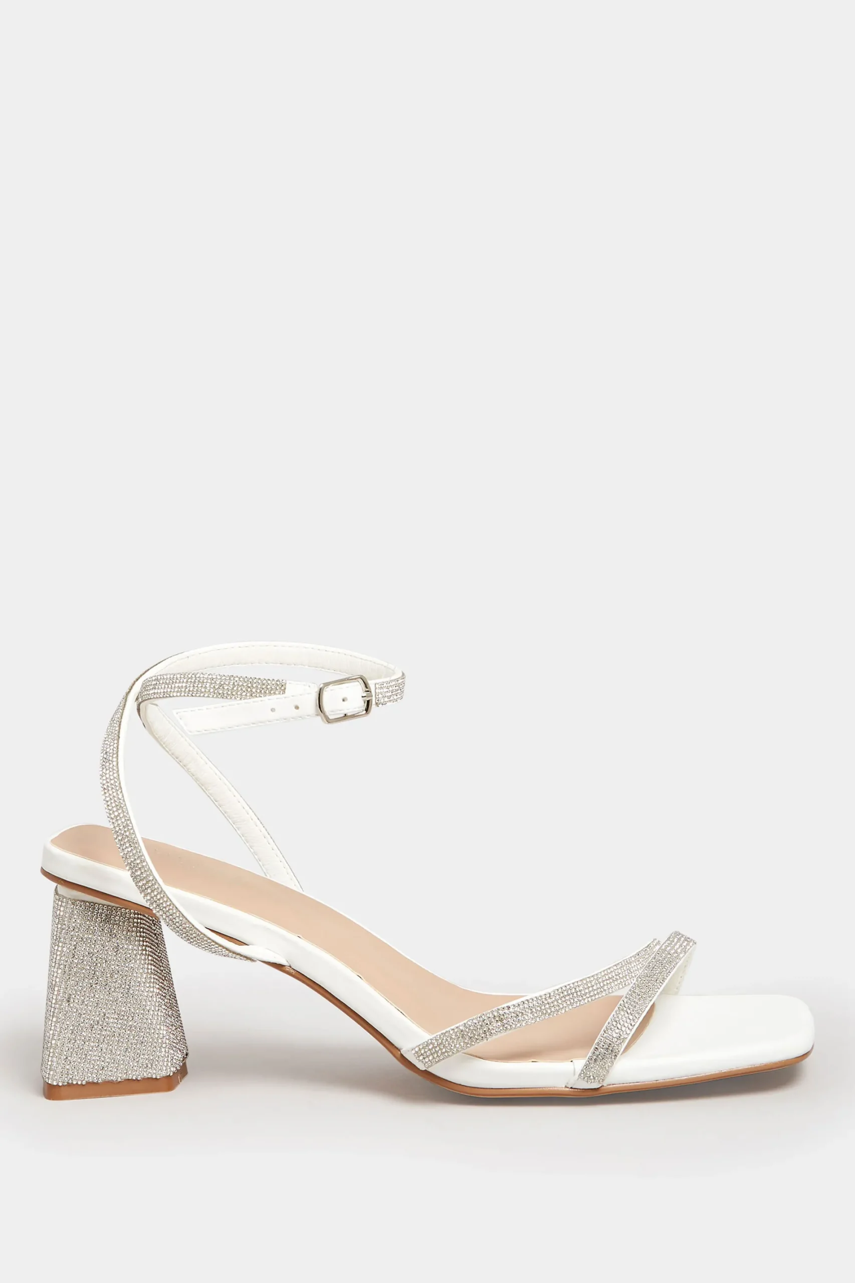 M&Co Limited Collection Limited Collection White Diamante Strappy Heel Sandals In Wide E Fit & Extra Wide Eee Fit>Women Heels