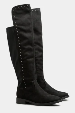 M&Co Limited Collection Limited Collection Black Stud Over The Knee Boots In Wide E Fit & Extra Wide Eee Fit>Women Boots