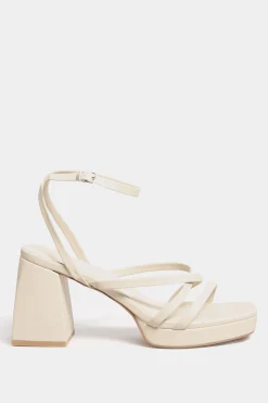 M&Co Limited Collection Limited Collection Cream Strappy Platform Block Heel Sandals In Wide E Fit & Extra Wide Eee Fit><noscript><img width=