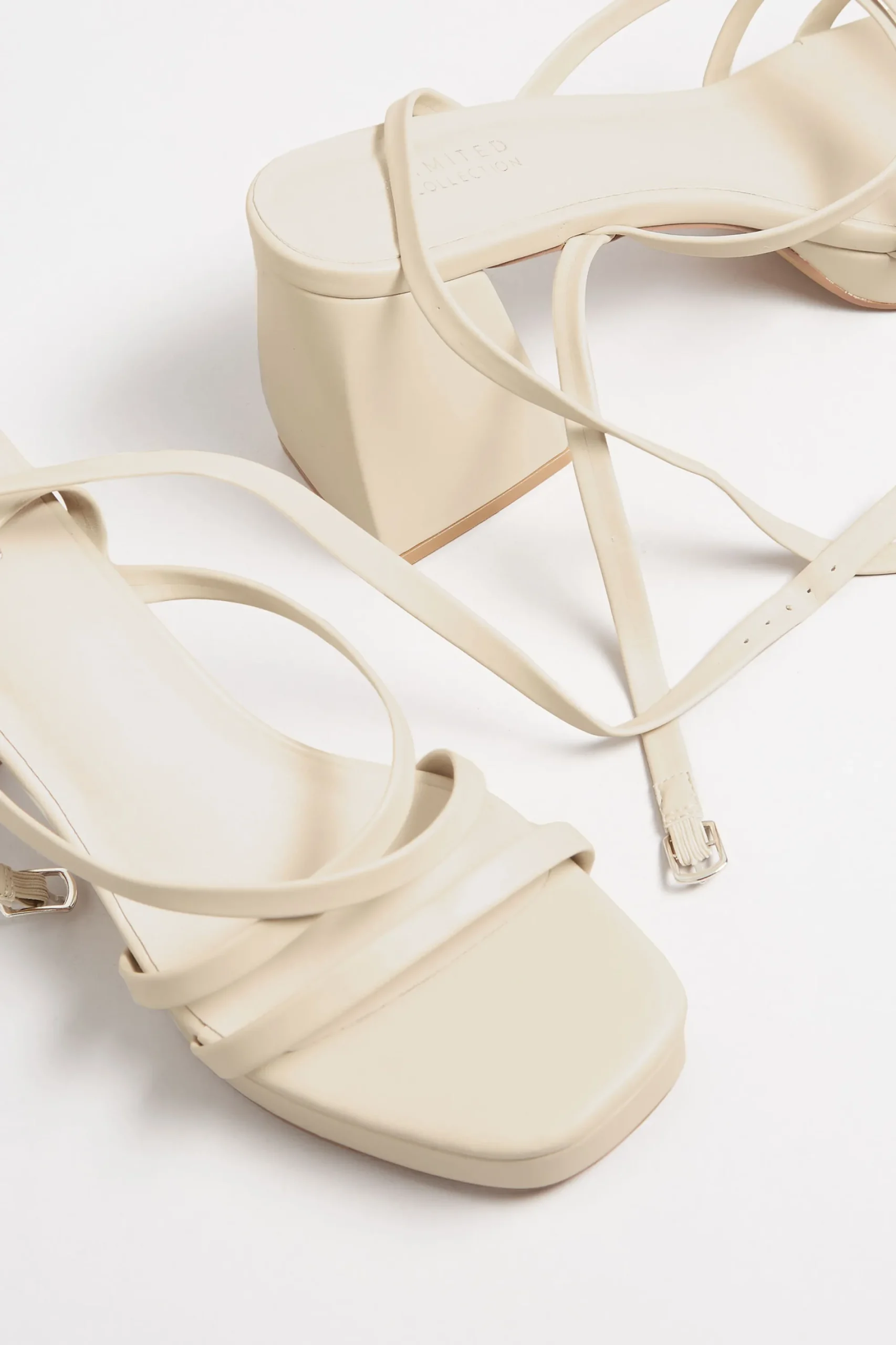 M&Co Limited Collection Limited Collection Cream Strappy Platform Block Heel Sandals In Wide E Fit & Extra Wide Eee Fit>Women Heels