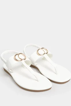 M&Co Limited Collection Limited Collection White & Gold Double Ring Sandals In Wide E Fit & Extra Wide Eee Fit>Women Sandals