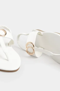 M&Co Limited Collection Limited Collection White & Gold Double Ring Sandals In Wide E Fit & Extra Wide Eee Fit><noscript><img width=