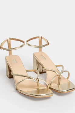 M&Co Limited Collection Limited Collection Gold Mid Toe Post Heeled Sandals In Extra Wide Eee Fit>Women Heels