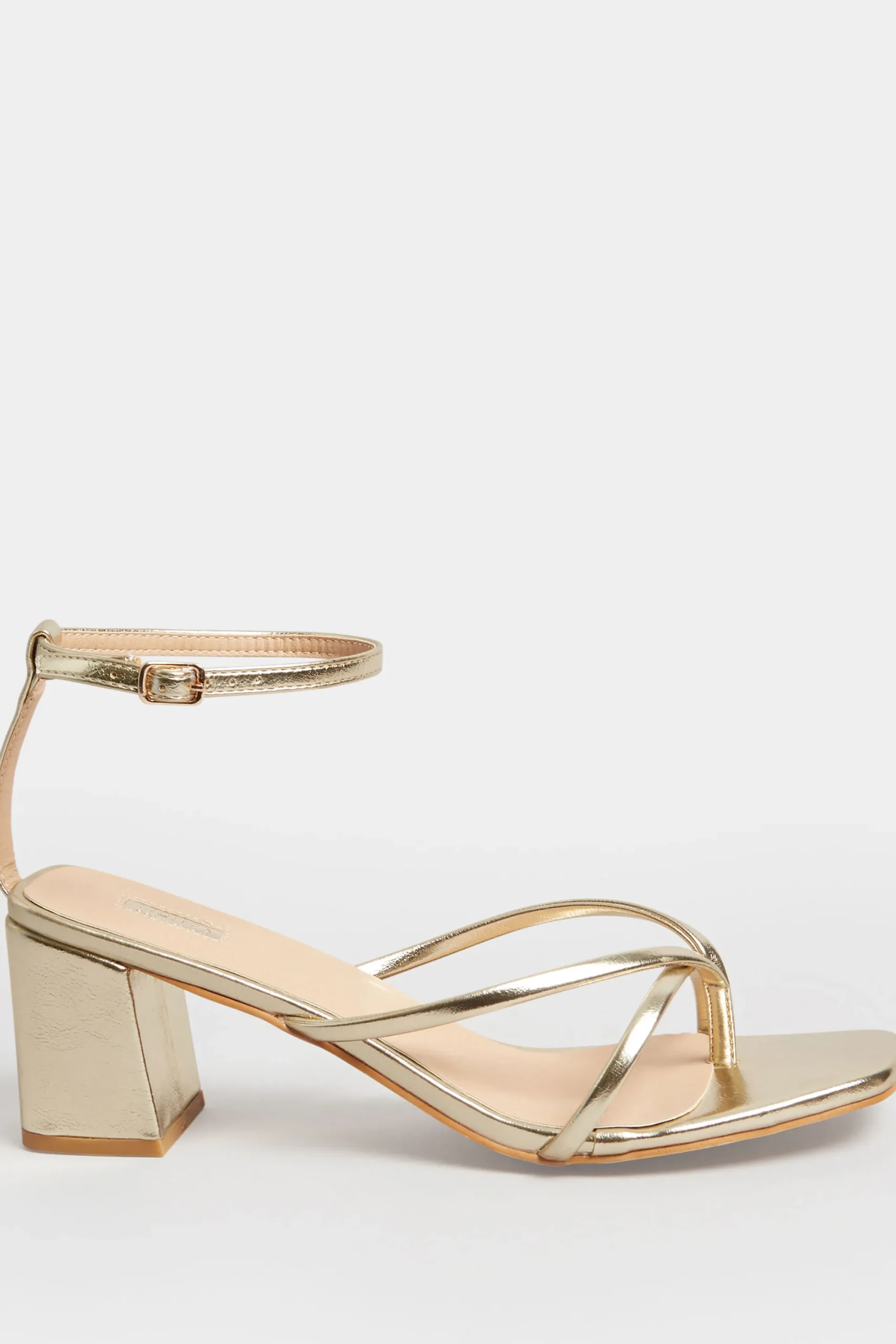 M&Co Limited Collection Limited Collection Gold Mid Toe Post Heeled Sandals In Extra Wide Eee Fit>Women Heels