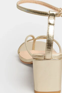M&Co Limited Collection Limited Collection Gold Mid Toe Post Heeled Sandals In Extra Wide Eee Fit><noscript><img width=