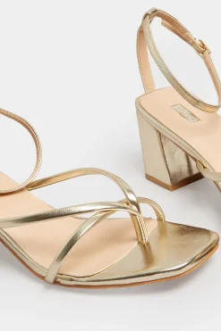 M&Co Limited Collection Limited Collection Gold Mid Toe Post Heeled Sandals In Extra Wide Eee Fit><noscript><img width=