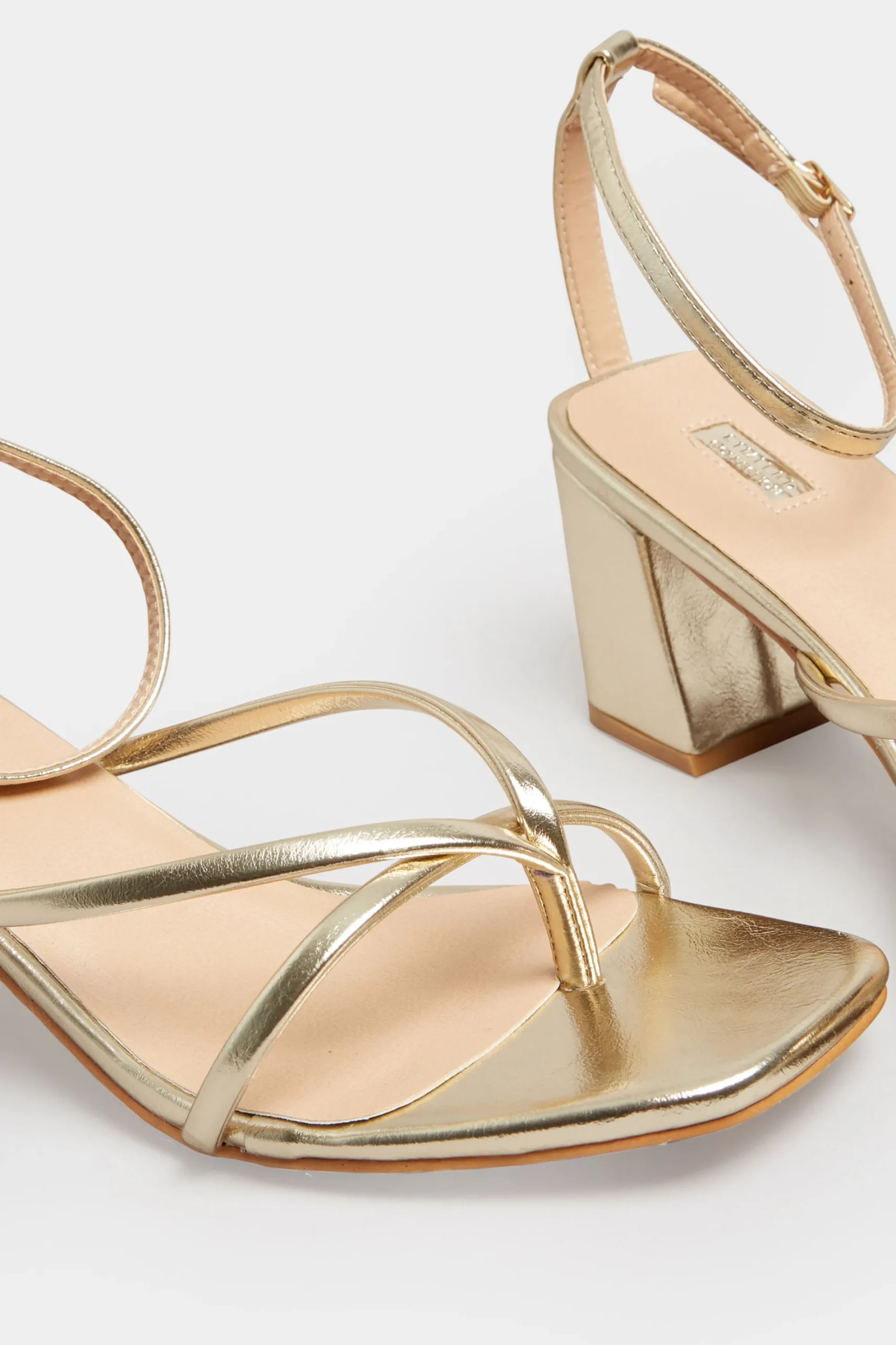 M&Co Limited Collection Limited Collection Gold Mid Toe Post Heeled Sandals In Extra Wide Eee Fit>Women Heels