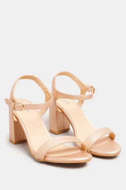 M&Co Limited Collection Limited Collection Rose Gold Block Heel Sandals In Wide E Fit & Extra Wide Fit>Women Heels
