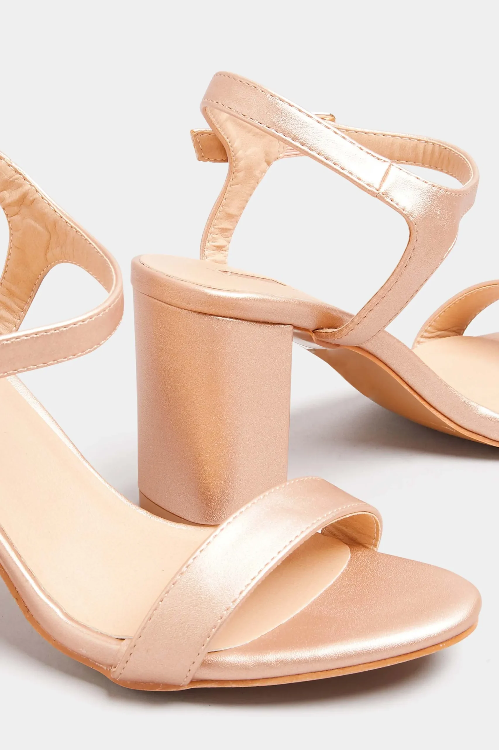M&Co Limited Collection Limited Collection Rose Gold Block Heel Sandals In Wide E Fit & Extra Wide Fit>Women Heels