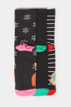 M&Co Lts Lts 3 Pack Black Christmas Dog Novelty Ankle Socks><noscript><img width=