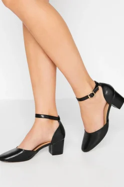 M&Co Lts Lts Black Two Part Block Heel Court Shoes In Standard Fit>Women Heels