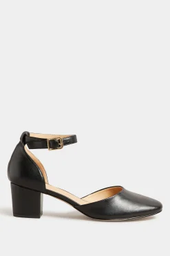 M&Co Lts Lts Black Two Part Block Heel Court Shoes In Standard Fit><noscript><img width=